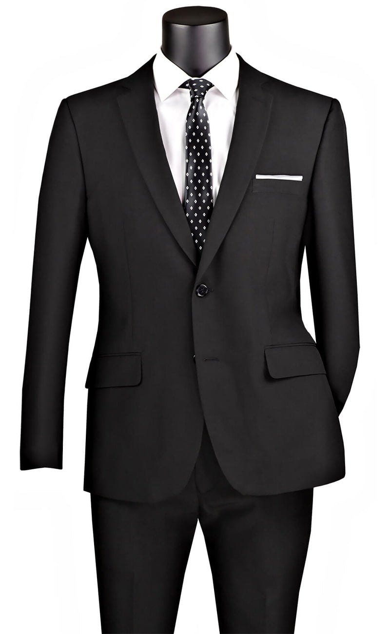 Slim Fit Men Suit S-2PP-Black Church suits for less Slim Fit Men Suit S-2PP-Black Church suits for less