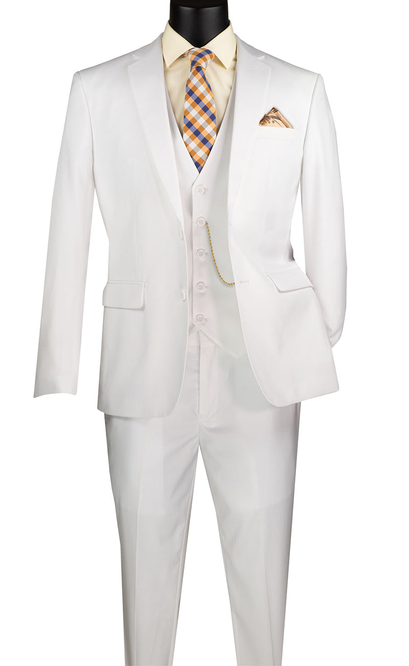 white dress suits for church Slim Fit Men Suit SV2900-White, White / 46L