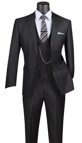 Vinci Men Suit MV2B-1-Black - Church Suits For Less