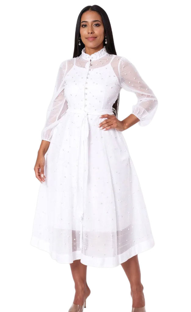 Spring Pearl Dress for Elegant Look White / S Spring Pearl Dress for Elegant Look White / S