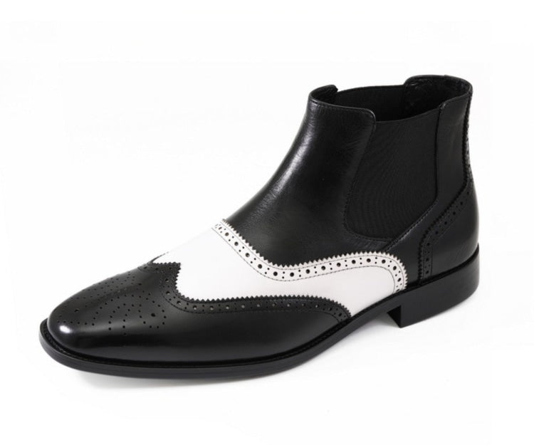 Men's Dress Boots-AG2632 Black & White, Black/White / 15
