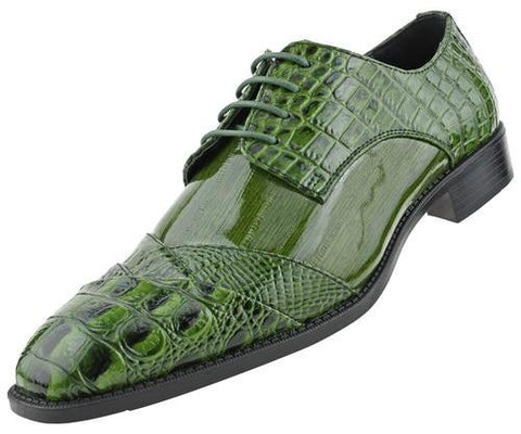 Men Dress Shoes-Alligator-Olive