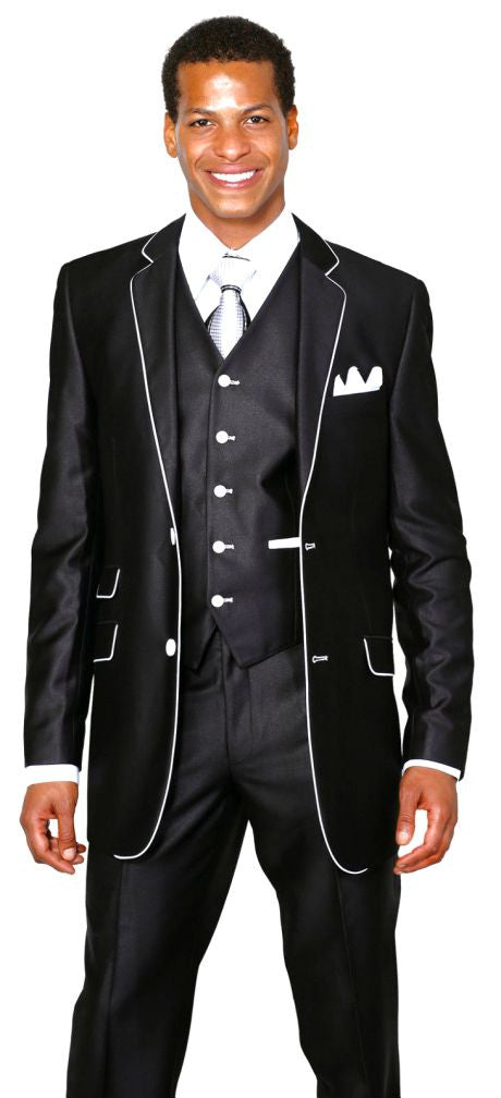 fitted lace wedding dress Milano Moda Men Suit 5702V1-Black – Church suits for less