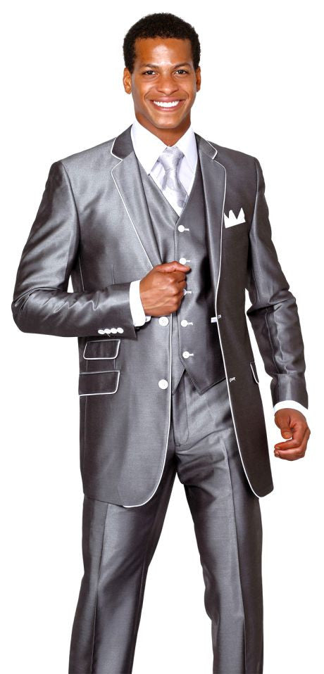 Milano Moda Men Suit 5702V1-Grey – Church suits for less