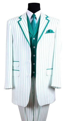 Milano Moda Suit 5908V-White/Turquoise