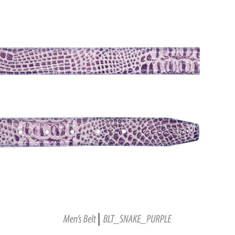 Men Leather Belts-BLT-Snake-Purple-418