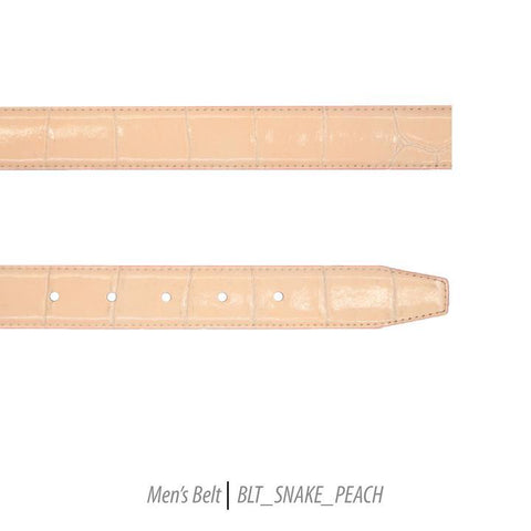 Men Leather Belts-BLT-Snake-Peach-413