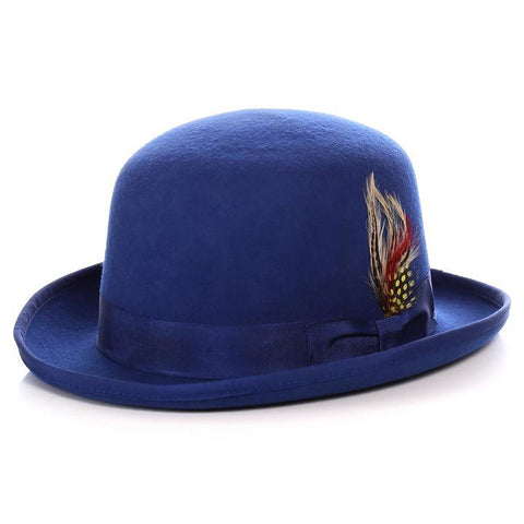 Men Derby Bowler Hat-Royal Blue