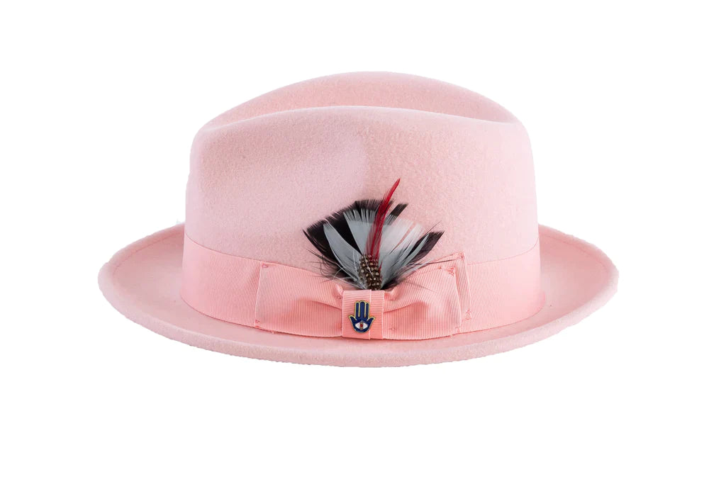 Men Fashion Hat Trilby Pink Church suits for less
