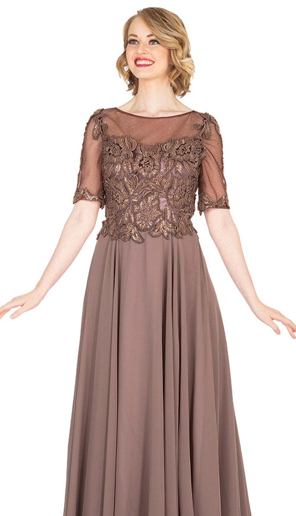 Champagne Italy Dress 5413-Light Brown, Light Brown / 14