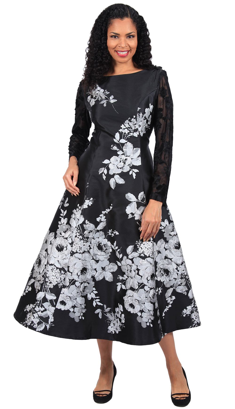 Dress Diana Couture 8663-BWS Black With Silver / 8