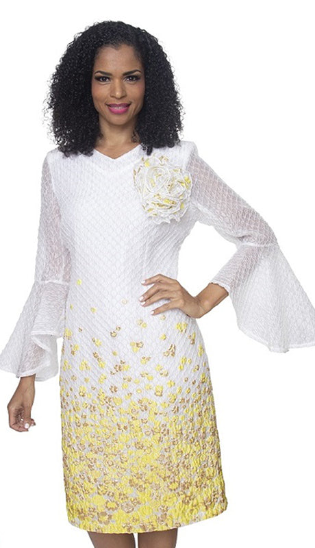 Diana Couture Dress 8503-White/Banana, White/Banana / 20