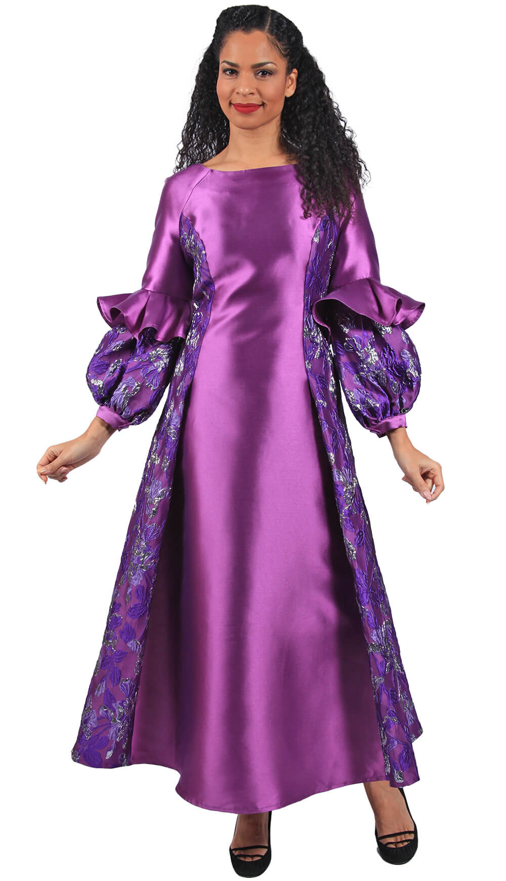 open lace back dress Diana Couture Church Dress 8664-Purple, Purple / 22