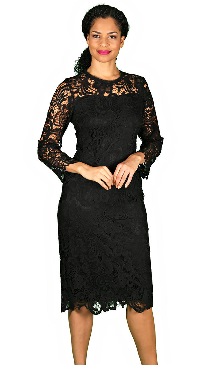 black church dresses plus size Dress Diana Couture 7069-BLK Black / 14