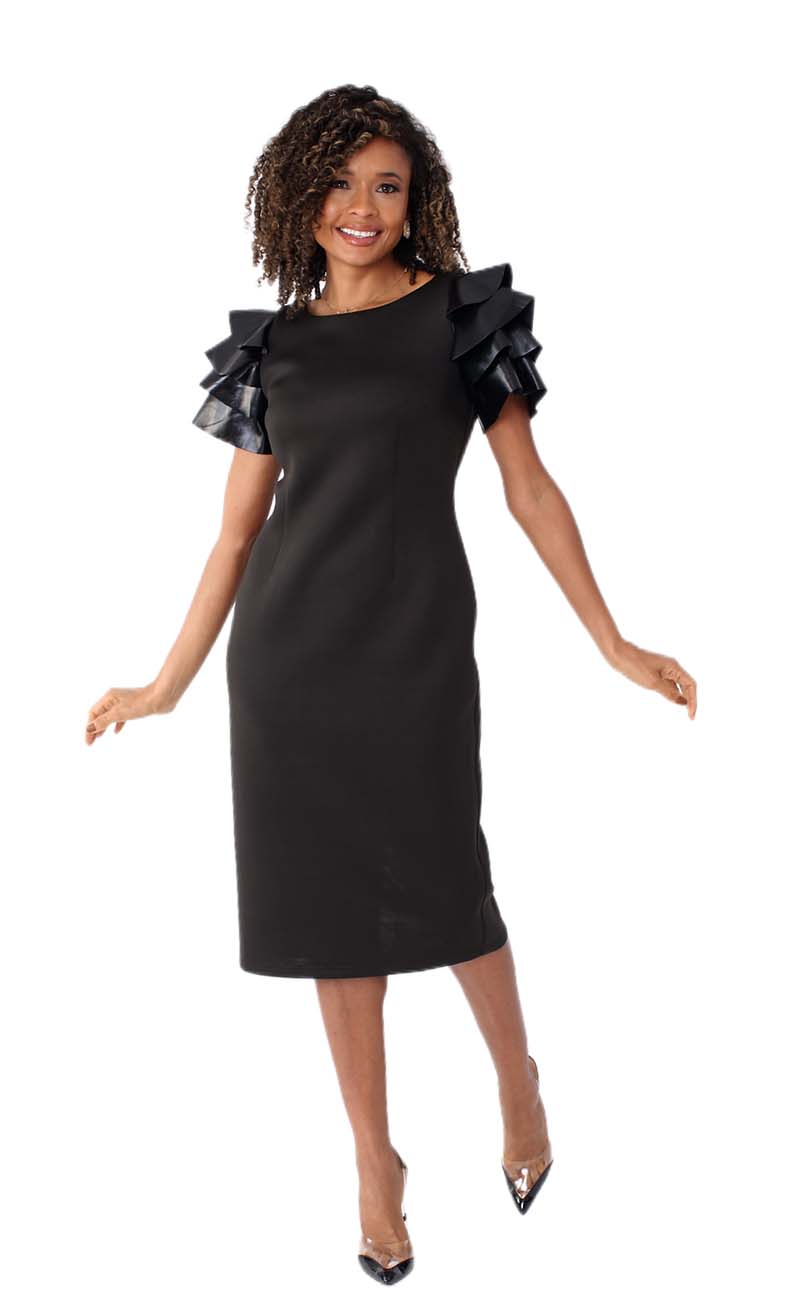 knee length dresses for ladies for Her Women Dress 82050C-Black