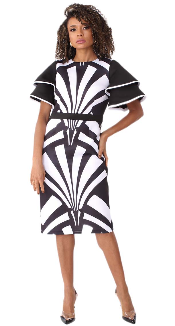 For Her Women Dress 82063C-Black/White | Church Suits For Less For Her Women Dress 82063C-Black/White | Church Suits For Less