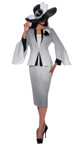 GMI Church Suit 8733-White/Black