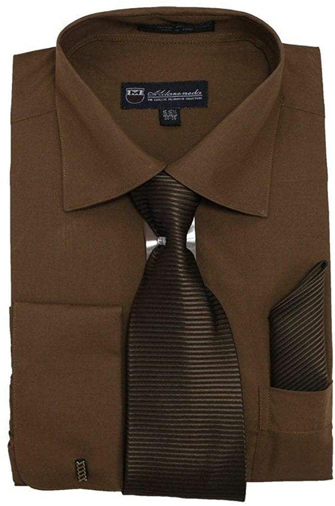 Men Dress Shirt SG-27-Brown - Church Suits For Less