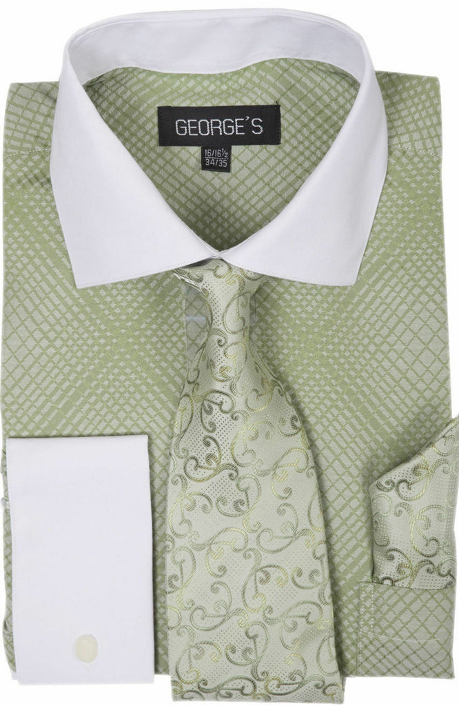 Milano Moda Men Shirt AH624-Green - Church Suits For Less