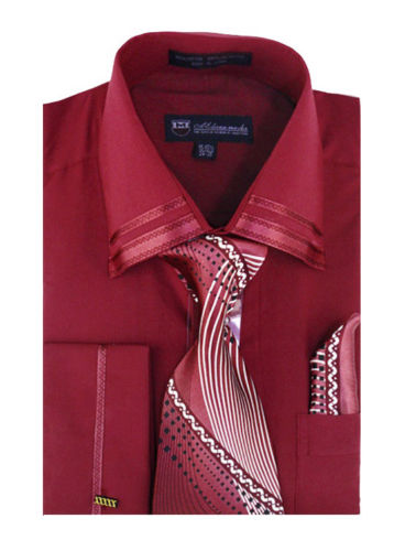 burgundy dress shirt and tie Milano Moda SG-28-Burgundy – Church suits for less Valentino Zebra Stripe Wool retro_dress Color:Eminence and formal occasions
