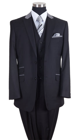 Milano Moda Men Suit-57023-Black/Grey