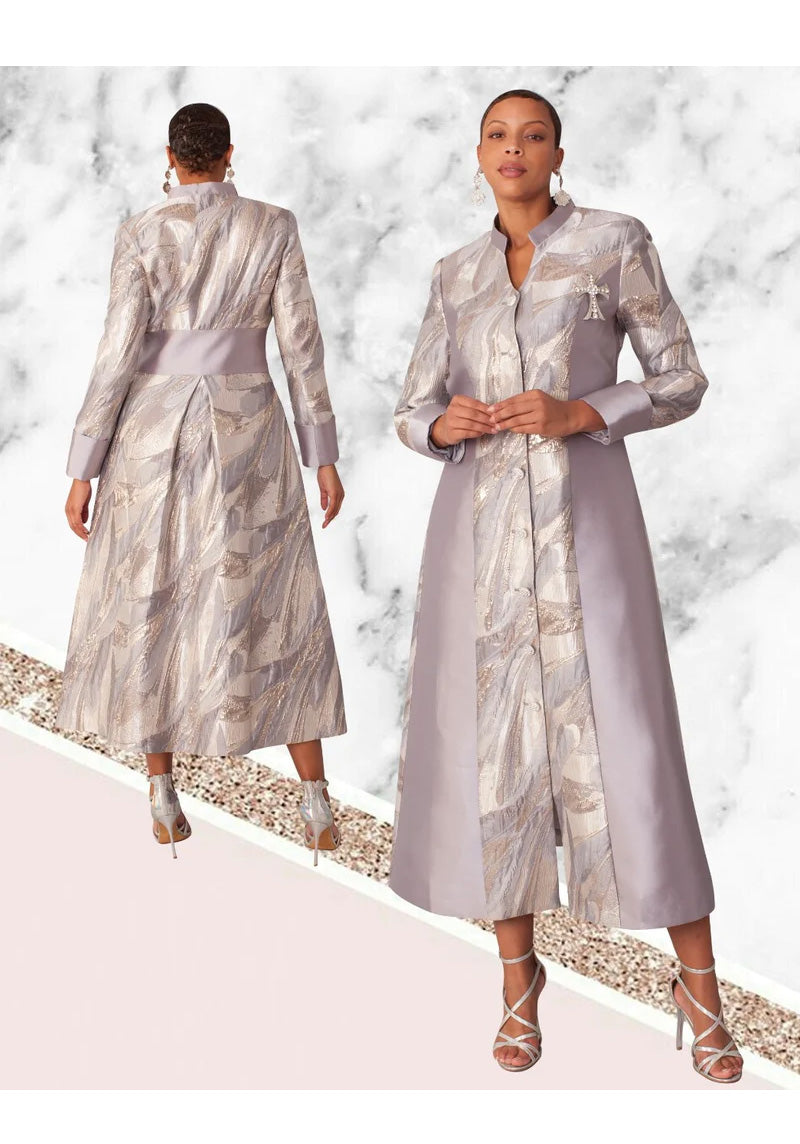 Tally Taylor Church Robe 4821-Grey/Gold, Grey/Gold / 16