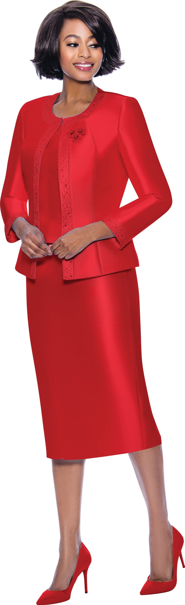 fitted lace wedding dress Terramina Church Suit 7637C-Red – Church suits for less