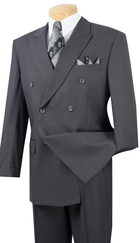 Regular Fit Double Breasted 2 Piece Suit (Heather Gray) DC900-1