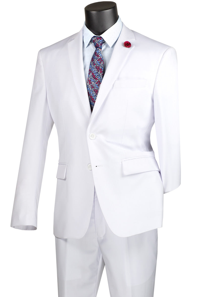 Classic Fit Men Suit F-2C900-White, White / 52R