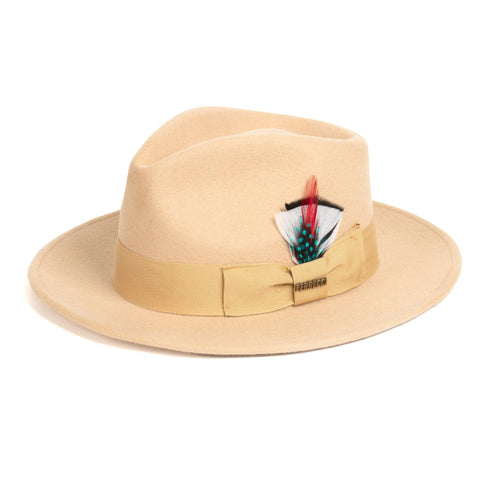 Men Crushable Tan Fedora Hat