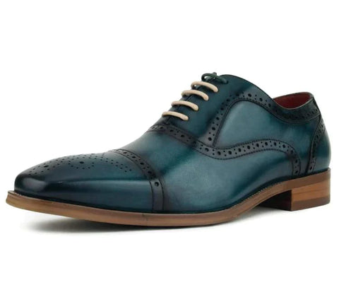 Men Dress Shoes-AG114 Teal - Church Suits For Less