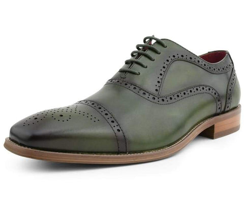 Men Dress Shoes-AG114 Green - Church Suits For Less