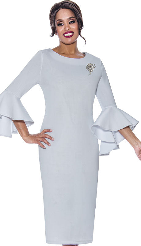 Church Dress By Nubiano 12081C-White - Church Suits For Less