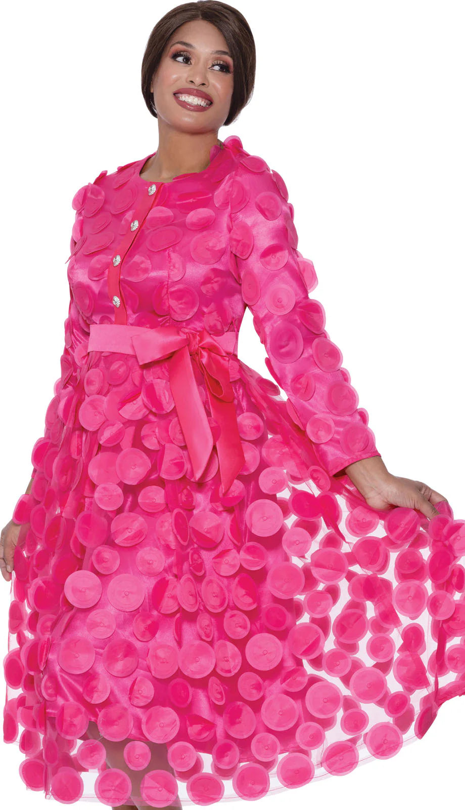 Church Dress By Nubiano 100361C-Hot Pink - Church Suits For Less