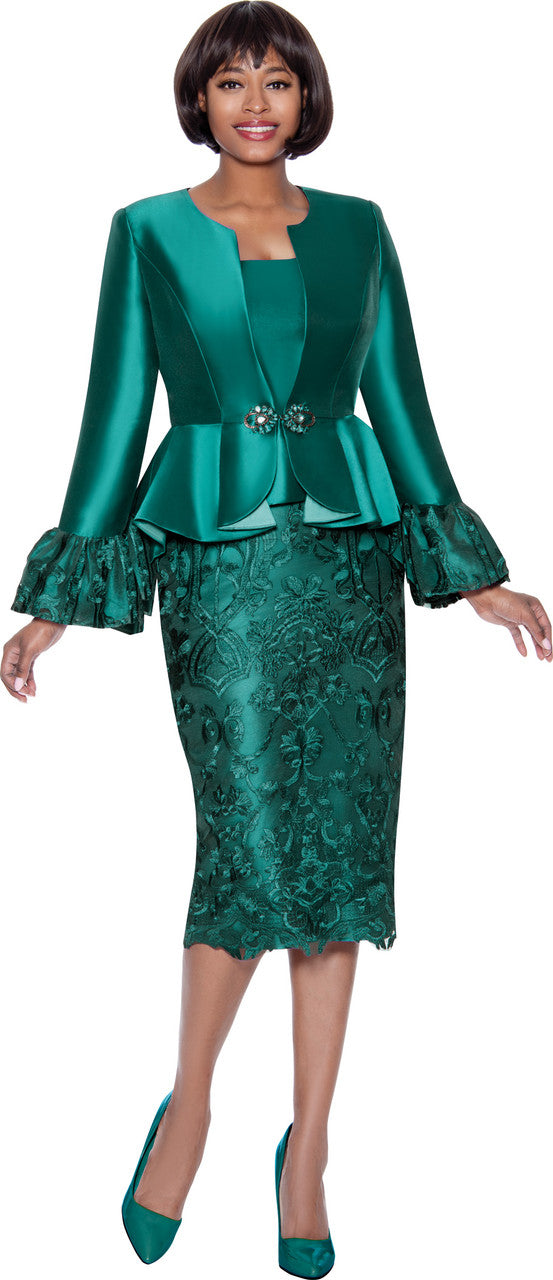 Terramina 7025 3Pc Skirt Suit-Green