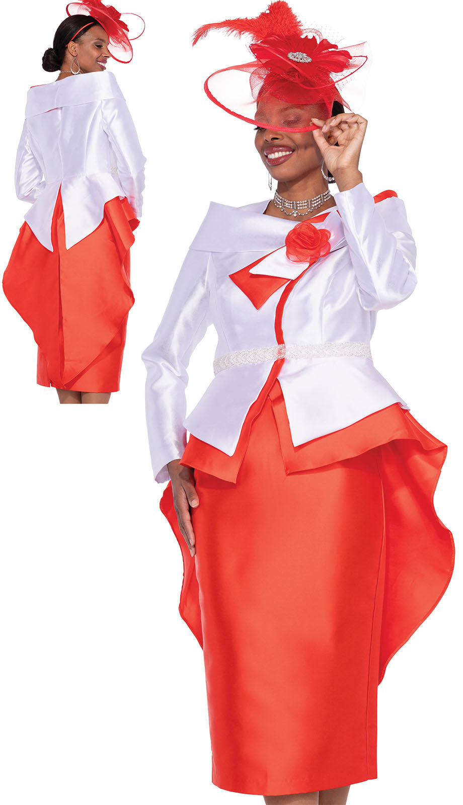 Aussie Austine Church Dress 5875-White/Red - Church Suits For Less