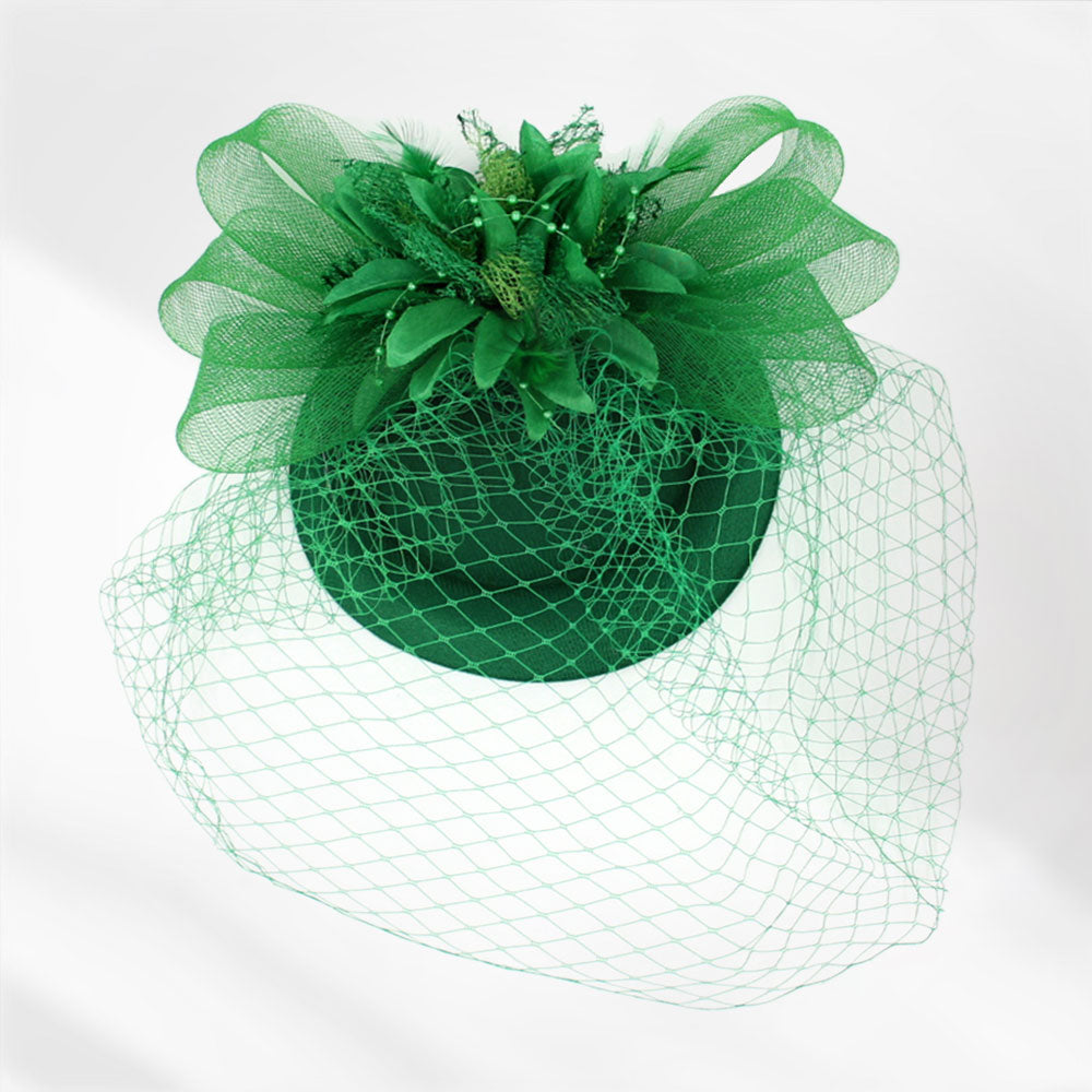 BDF Fascinator Hat 1261 Green - Church Suits For Less
