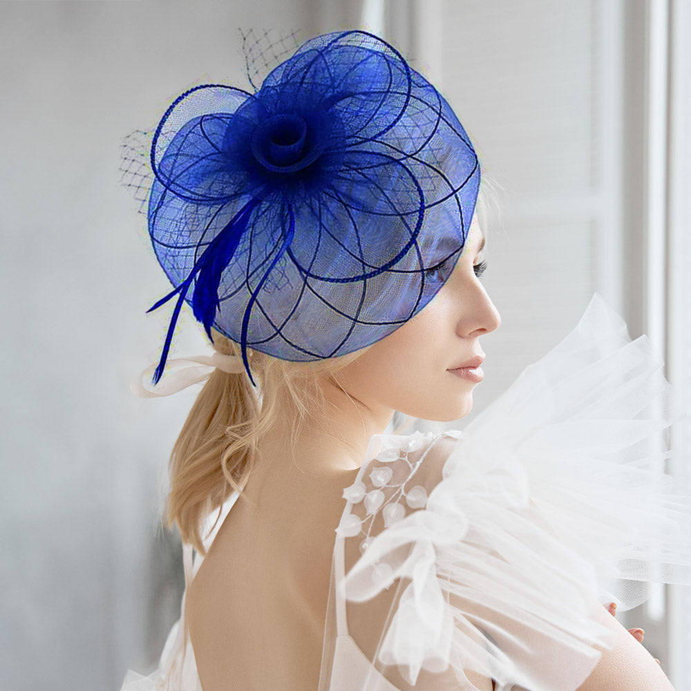 BDF Fascinator Hat 1542-Royal - Church Suits For Less