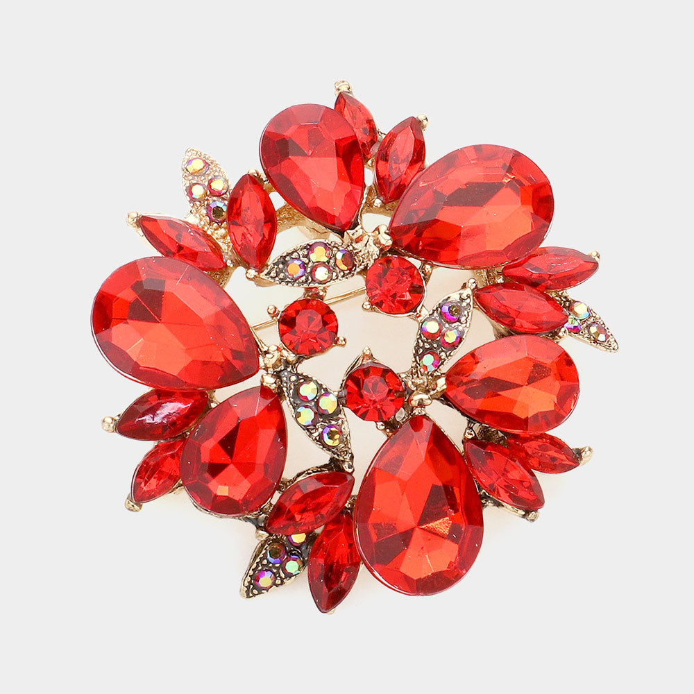 Women Church Brooch- 1124 Red - Church Suits For Less