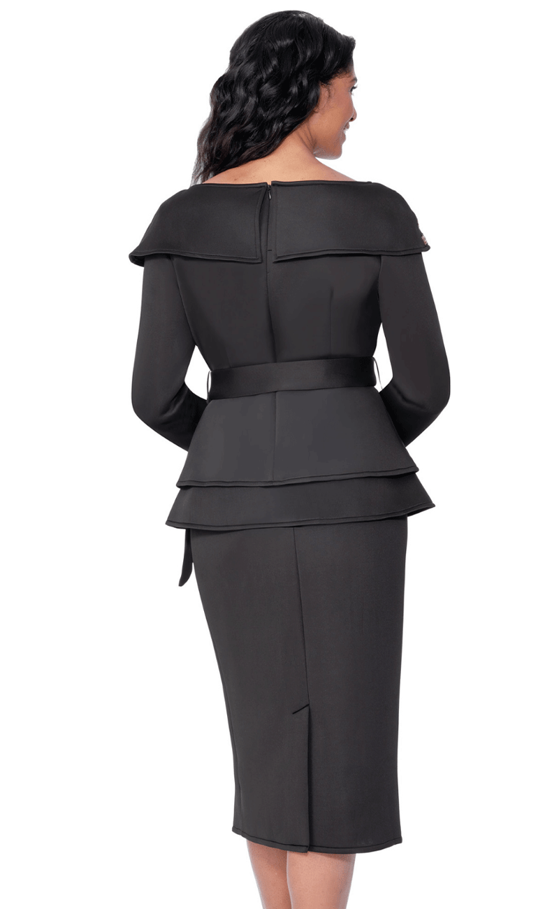 Black And Gold Women Church Suit 600672C-Black/Gold