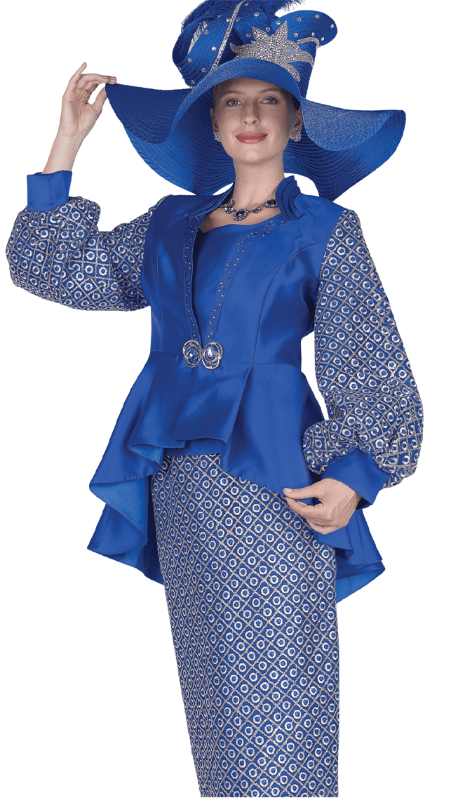 Champagne Italy Church Suit 6202-Blue