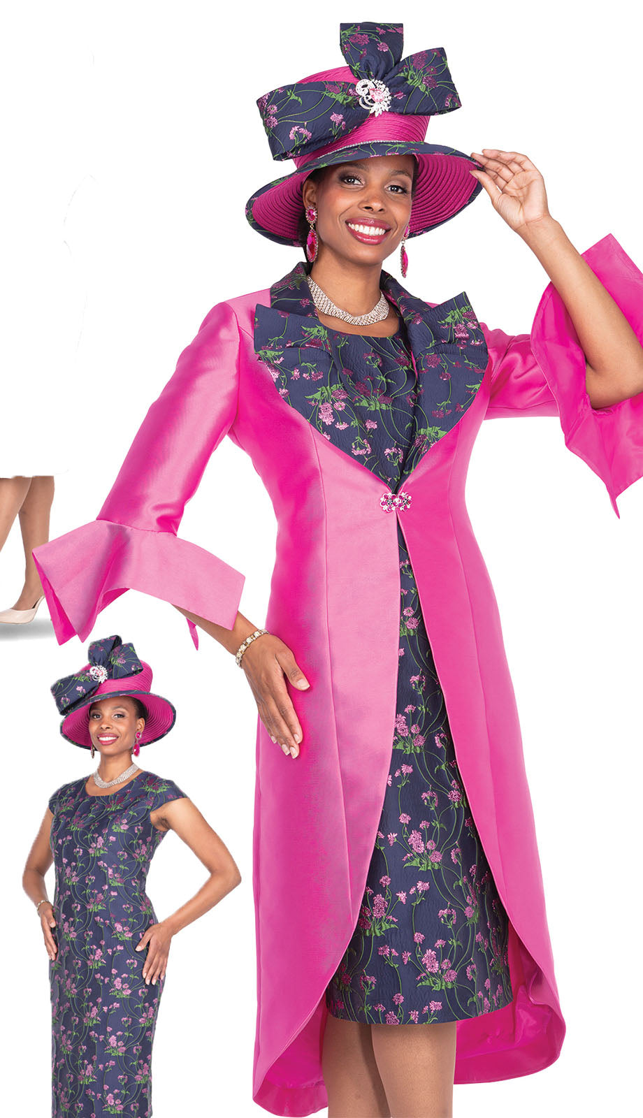 Aussie Austine Church Suit 5932-Fucshia/Navy – Church suits for less