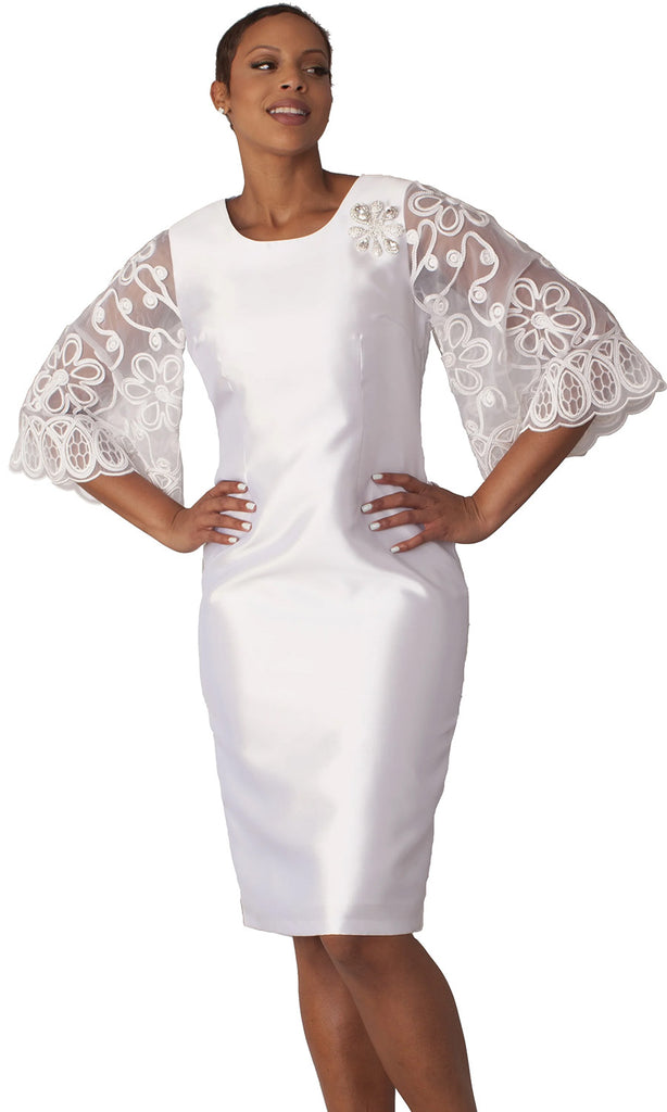 Chancele Church Dress 9721-White - Church Suits For Less