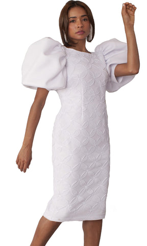 Chancele Church Dress 9727-White - Church Suits For Less