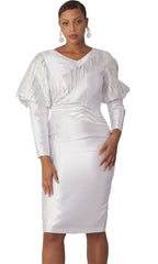 Chancele Church Dress 9736C-White - Church Suits For Less