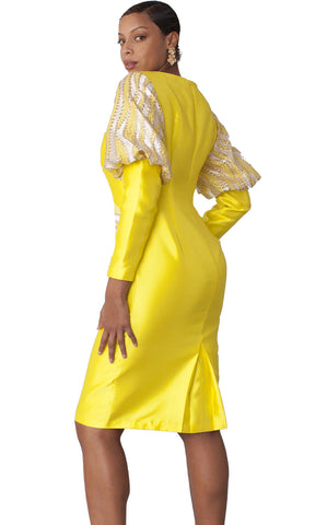 Chancele Church Dress 9736C-Yellow - Church Suits For Less