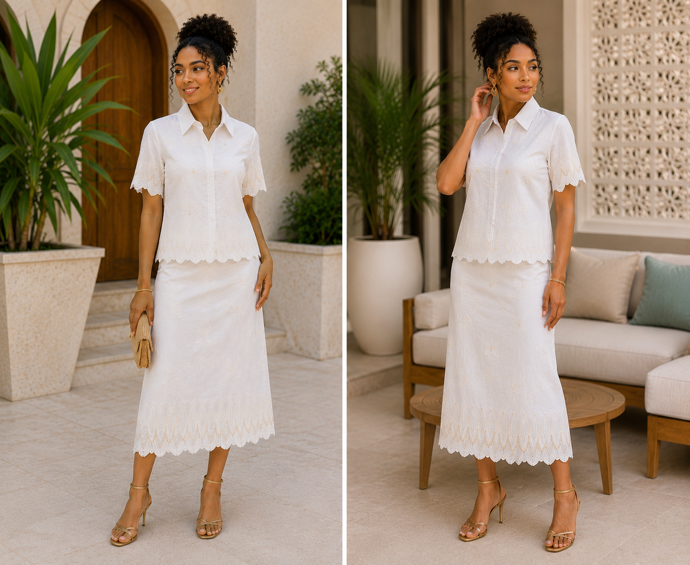 Women Linen Suit 6170 White