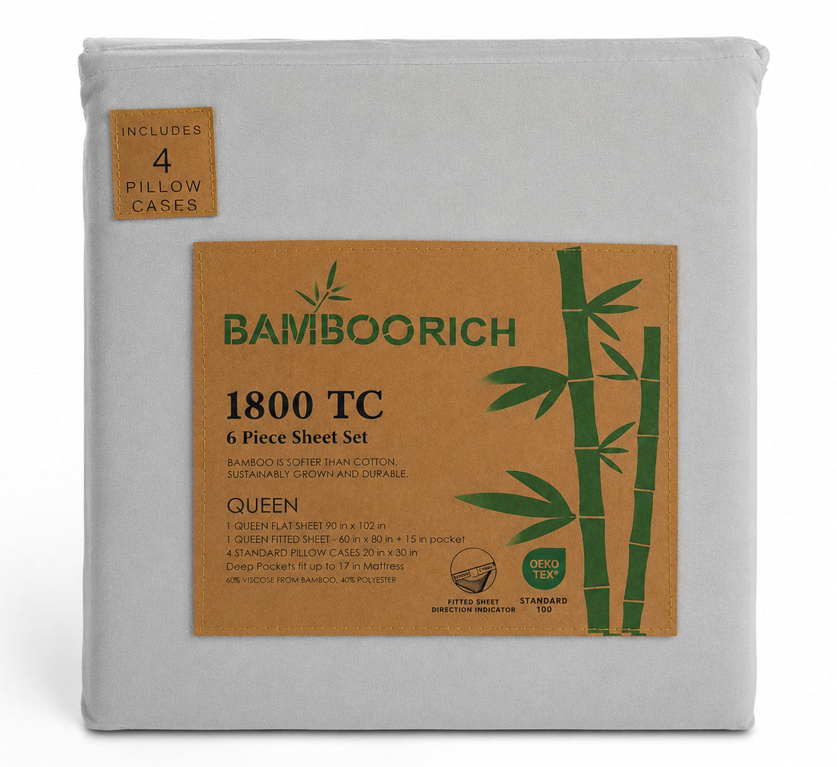 BambooRich 1800 TC Queen 6-Piece Sheet Set