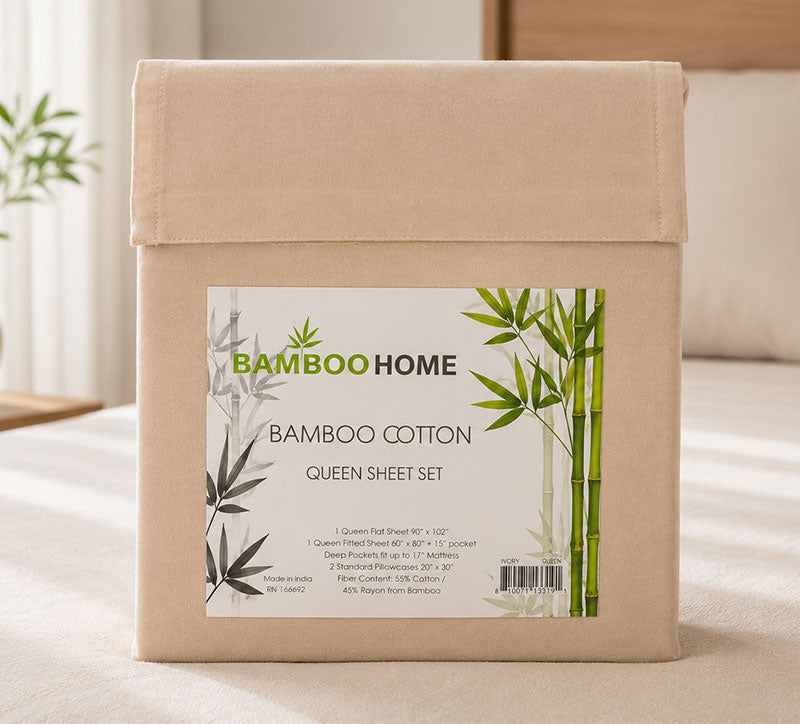 Bamboo Home Bamboo Cotton Queen Sheet Set