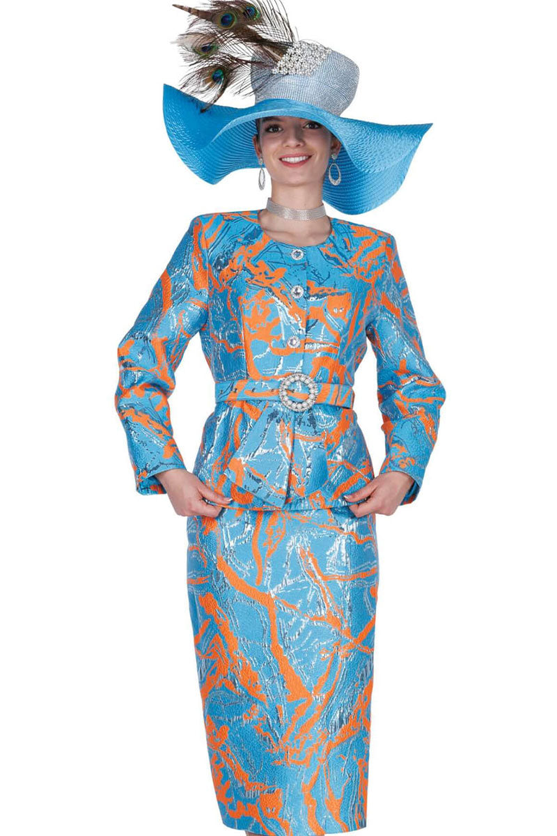 Designer Church Suit 6256-Metalic Blue